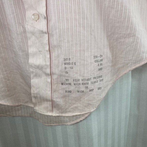 Sears Perma Prest Pink Striped Short Sleeve Dress Shirt Men's Size 15 *Flawed* - Picture 2 of 6
